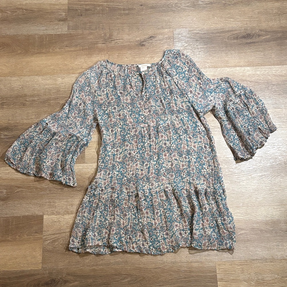 Sundance Floral Sheer Tunic Top Blouse